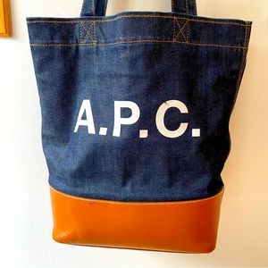 A.P.C. Axel denim tote bag. Leather bottom. Pre-loved